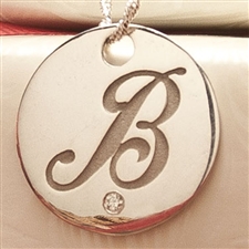 Round Script Initial Pendant with Diamond