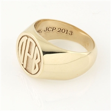 Men's Circle Monogram Ring, One Tone in Block Style