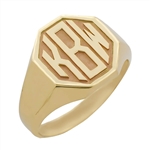 Men's Octagon Monogram Ring, One Tone in Block Style