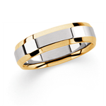 Laser-Engraved 6mm Comfort Fit Band with Bevel Edge, Two Tone 14k Gold
