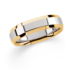 Laser-Engraved 6mm Comfort Fit Band with Bevel Edge, Two Tone 14k Gold