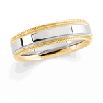 Personalized Laser Engraved 14K Gold Ring, 6mm Two Tone Milgrain Band