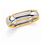 Laser-Engraved 6mm Comfort Fit Band with Round Edge, Two Tone 14k Gold