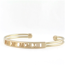 Roman Numeral Cuff Bracelet, Pierced One Tone with Rectangle Face