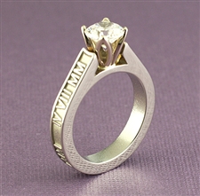 Stackable Roman Numeral Ring with Diamond Solitaire