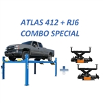Atlas 412 12,000 lb 4-Post Lift + RJ6 Jacks Combo