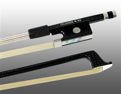 VIOLIN BOW BRAIDED CARBON FIBER ROUND, FULLY LINED EBONY FROG, STERLING SILVER WIRE GRIP & TIP