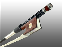 VIOLIN BOW BRAIDED CARBON FIBER OCTAGONAL, FULLY LINED SNAKEWOOD FROG, STERLING SILVER WIRE GRIP & TIP
