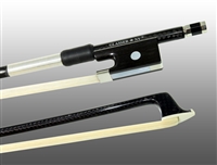 VIOLIN BOW BRAIDED CARBON FIBER ROUND, FULLY LINED EBONY FROG, NICKEL WIRE GRIP, PLASTIC TIP