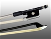 CELLO BOW BRAIDED CARBON FIBER ROUND, FULLY LINED EBONY FROG, NICKEL WIRE GRIP & TIP