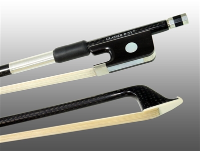 CELLO BOW BRAIDED CARBON FIBER ROUND, FULLY LINED EBONY FROG, NICKEL WIRE GRIP, PLASTIC TIP