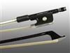 CELLO BOW BRAIDED CARBON/RED HYBRID FIBER, ROUND, FULLY LINED EBONY FROG, NICKEL WIRE GRIP & TIP