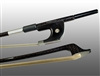 BASS BOW GERMAN BRAIDED CARBON/RED HYBRID FIBER, ROUND, FULLY LINED EBONY FROG, NICKEL WIRE GRIP & TIP