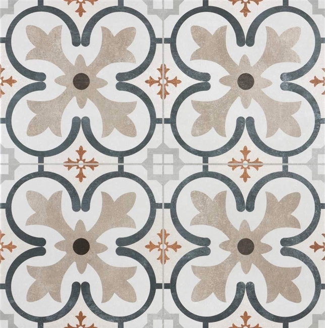 18x18 Balenciaga Pattern Floor Tile Made in Spain Genuine Ceramic Cream Color