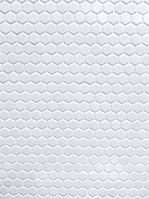 1" White Glossy Hexagon Porcelain Mosaic Floor and Wall Tile