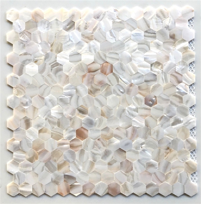 White Mother of Pearl Genuine Shell Mosaic Tile Hexagon 12"x12" Wall Backsplash