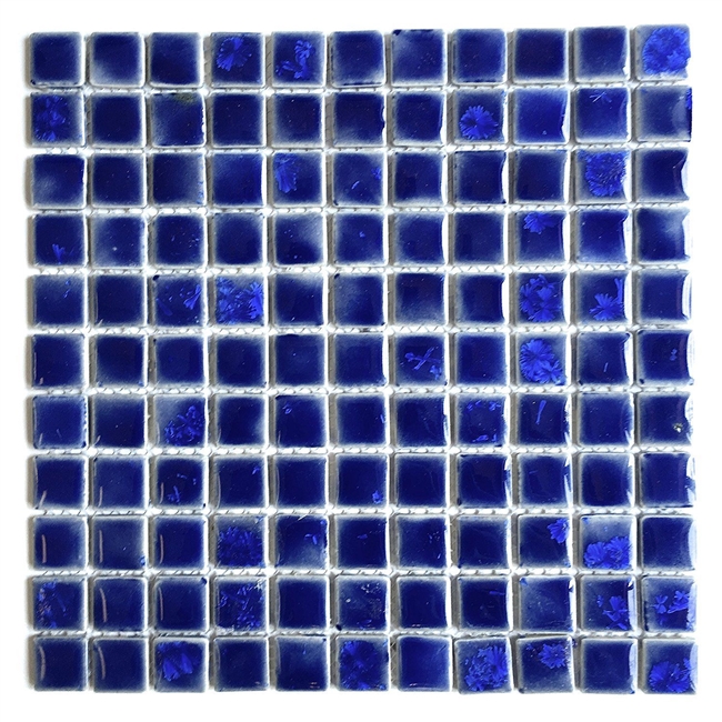 1x1 Glossy Navy Blue Shimmering Handmade Porcelain