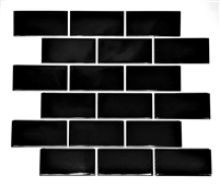 2x4 Black Glossy Subway Ceramic Tile