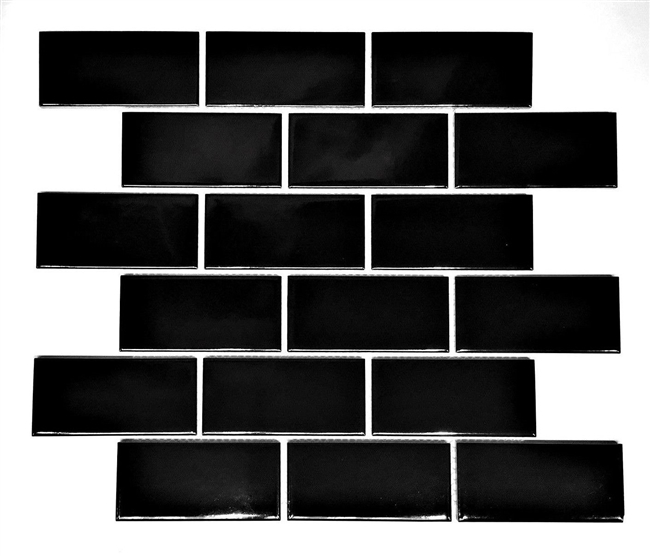 2x4 Black Glossy Subway Ceramic Tile