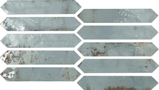 2x10 Palermo Collection Picket Aqua Glazed Ceramic Backsplash Wall Tile