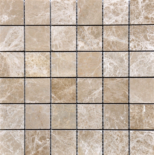 Emperador Light Mosaic 2x2 Tumbled Marble Tile