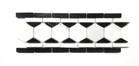4"x12" Black and White Marble Decorative Border Wall Floor Tile