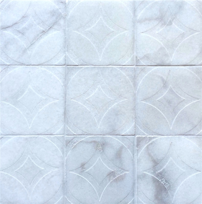 Carrara Marble Circa Carved 4x4 Marble Tile