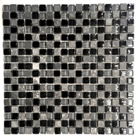 La Jacond 5/8" x 5/8" Slate and Glass Blend Mosaic Wall Tile