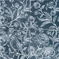 6x6 Charleston Cielo Blue Paisley Patterned Decorative Porcelain Wall Tile
