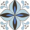 8.7x8.7 Cafe De Paris Larose Encaustic Pattern Aqua/Blue Ink Porcelain Tile 1pc