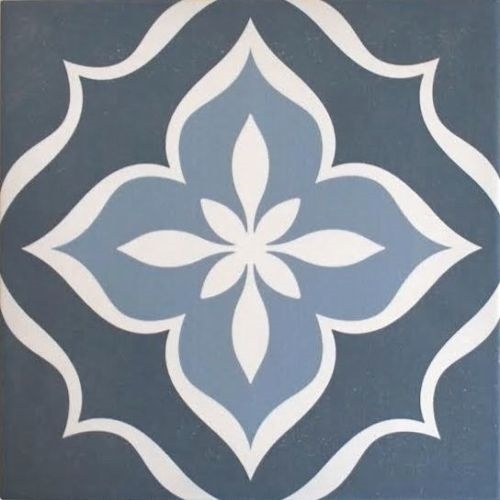 8X8 Flora Blue Porcelain Stoneware Patterned Wall and Floor Tile
