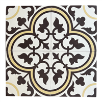 Flora Encaustic White Yellow 8x8 Honed Genuine Cement Floor Tile