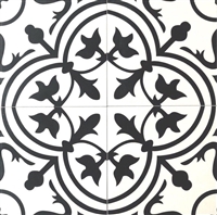 8x8 Flora Black White Porcelain Floor and Wall Tile