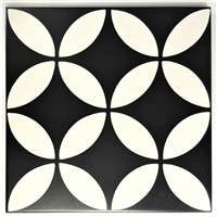 8x8 Geo Black Swan Patterned Ceramic Floor Wall Tile