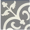 Flora Encaustic Soft Gray White 8x8 Satin Glaze Ceramic Tile