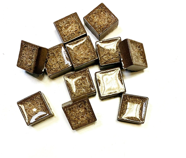 Milky Chocolate Crackled Genuine Glass 1x1 Decorative Insert (Pack of 10 pieces)