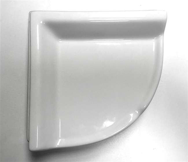 Corner Shelf White Ceramic Bath Accessory Shower Thinset Mount 8-3/4" x 2-5/8"