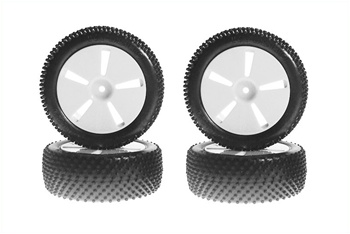KYOIHTH01W Kyosho Mini Inferno Half 8 Complete Tire and Wheel Set in White