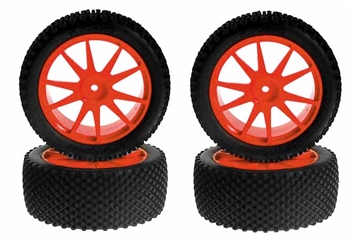 KYOIHTH02KO Kyosho Mini Inferno Micro Block Tire With Orange Wheel - Package of 4