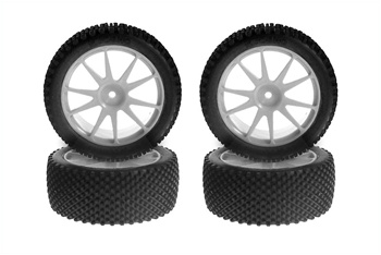 KYOIHTH02W Kyosho Mini Inferno Half 8 Micro Block Tire and Wheel Set in White