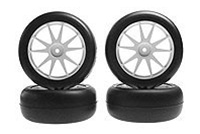 KYOIHTH04W Kyosho Mini Inferno Half 8 Slick Tire and Wheel Set in White