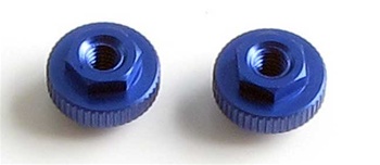 KYOLAW41-01 Kyosho Blue Aluminum Battery Post Adjust Nuts - Package of 2