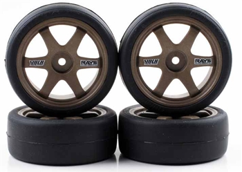 KYOR246-4121 Kyosho Pre-Mounted BS POTENZA HG & TE37 Tires on Bronze Wheels - Package of 4