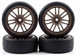 KYOR246-4123 Kyosho Pre-Mounted BS POTENZA HG & RE30 Tires on Bronze Wheels - Package of 4