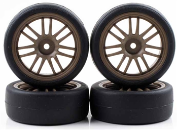 KYOR246-4123 Kyosho Pre-Mounted BS POTENZA HG & RE30 Tires on Bronze Wheels - Package of 4