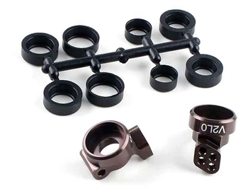 KYOUMW704-0 Kyosho Aluminum V2 Rear Hub Carriers 0 deg. for RB6, RB5, ZX5-FS and RT5 Gunmetal - Package of 2
