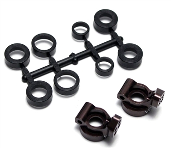 KYOUMW704-1 Kyosho Aluminum V2 Rear Hub Carriers 1 deg. for RB6, RB5, ZX5-FS and RT5 Gunmetal - Package of 2
