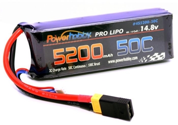 PHB4S520050CXT60APT 5200mAh 14.8V 4S 50C LiPo Battery with Hardwired XT60