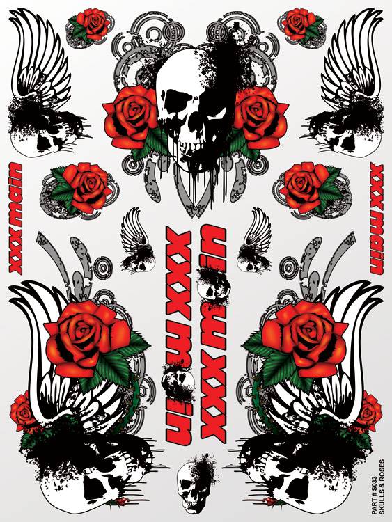 xxx main Skulls & Roses Sticker Sheet