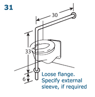 Wall to Floor Grab Bar - 30"(H) by 33"(V) with Loose Flange